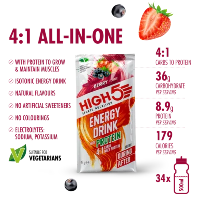 High 5 - Energy Drink with Protein 47G Sachet - Berry